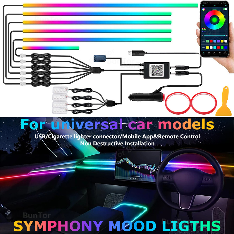 Led El Wire - Car Ambient Light/64 Colors Acrylic LED