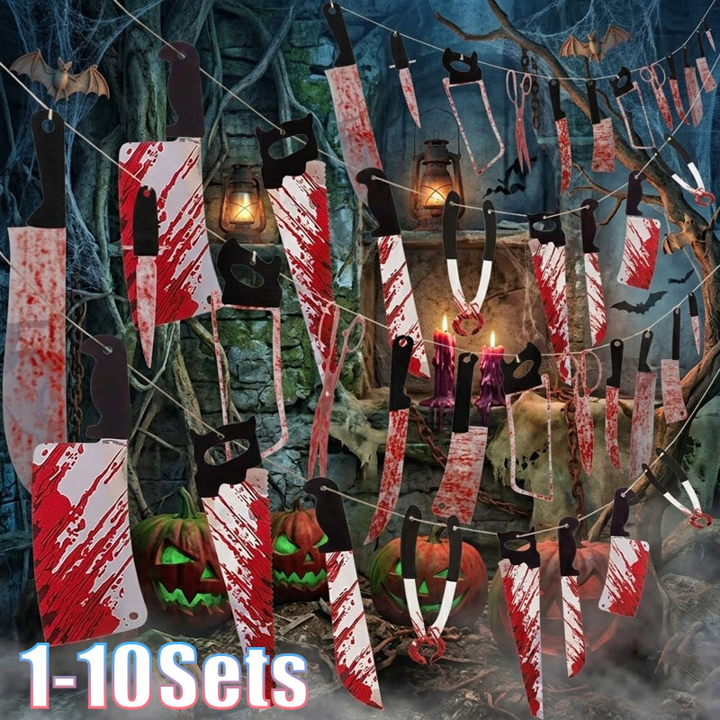1-10Sets Halloween Blood Knife - đánh giá và giá Cosplay Prop Knife